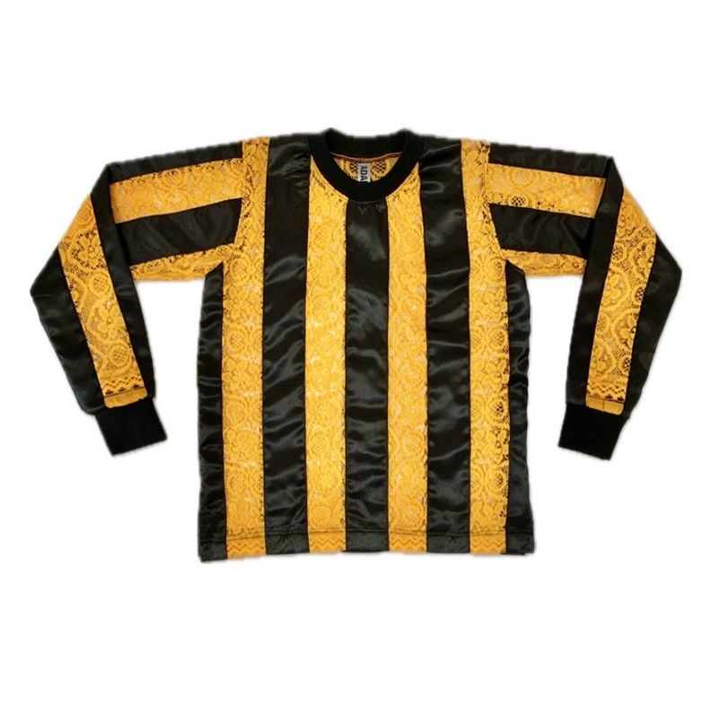 STRIPE RIBBON LACE FOOTY TOP BLACK/ ORANGE