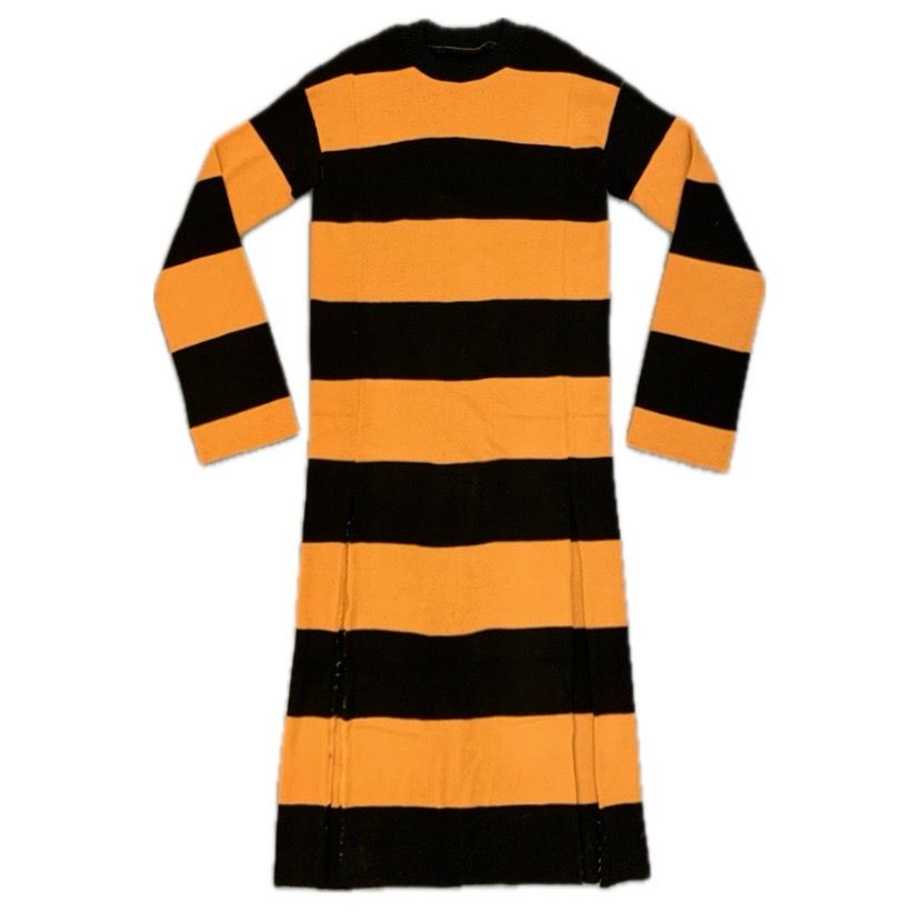 FOOTY SCARF MAXI DRESS BLACK/OCHRE STRIPE