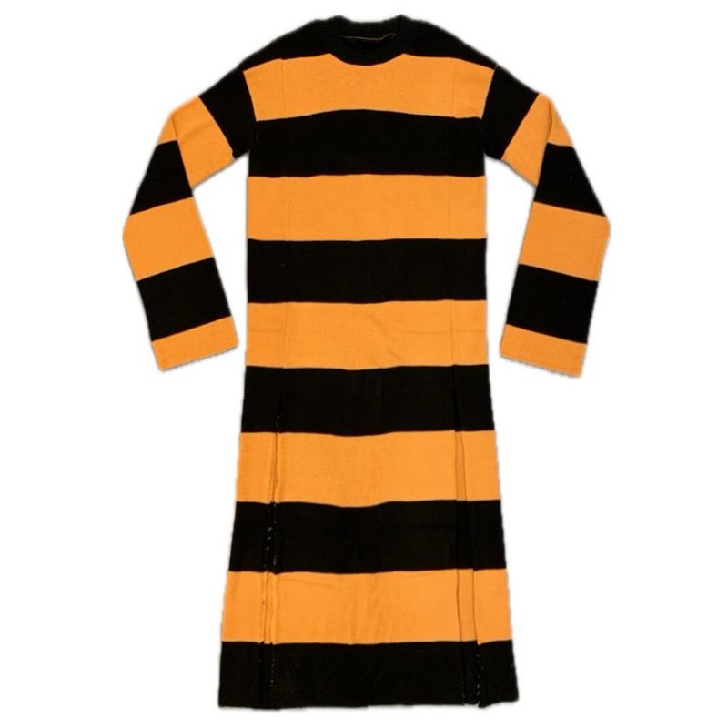 FOOTY SCARF MAXI DRESS BLACK/OCHRE STRIPE