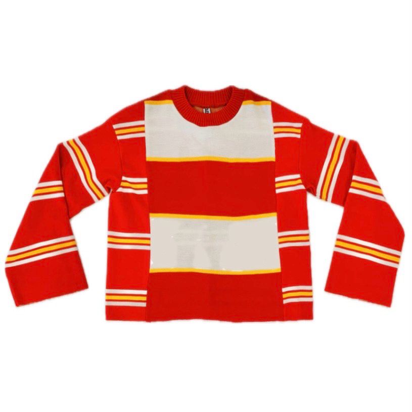 PATCHWORK PANEL FOOTY SCARF JUMPER