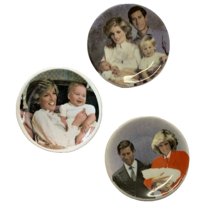 PRINCESS DI CERAMIC PLATE BROOCHES SET OF 3