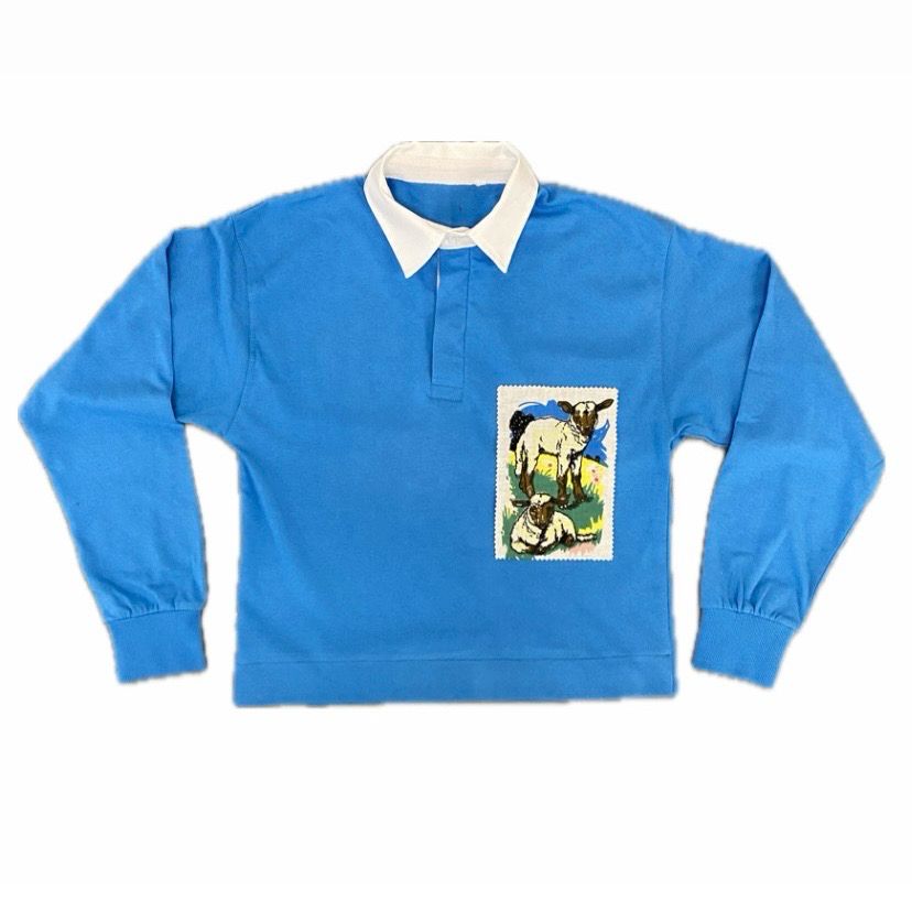 RAG PATCH RUGBY TOP BLUE
