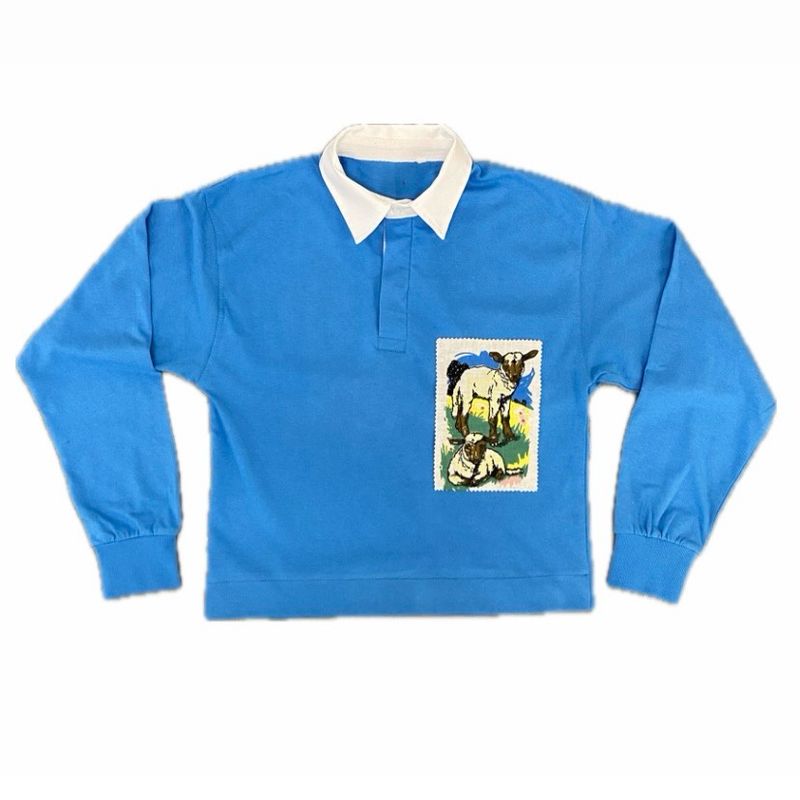RAG PATCH RUGBY TOP BLUE