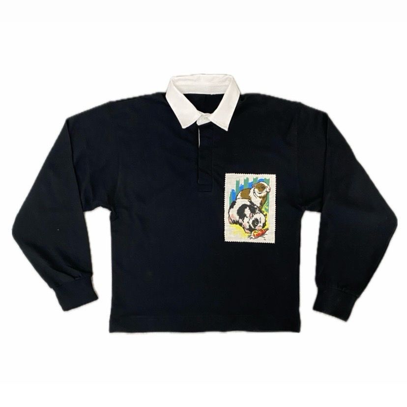 RAG PATCH RUGBY TOP BLACK