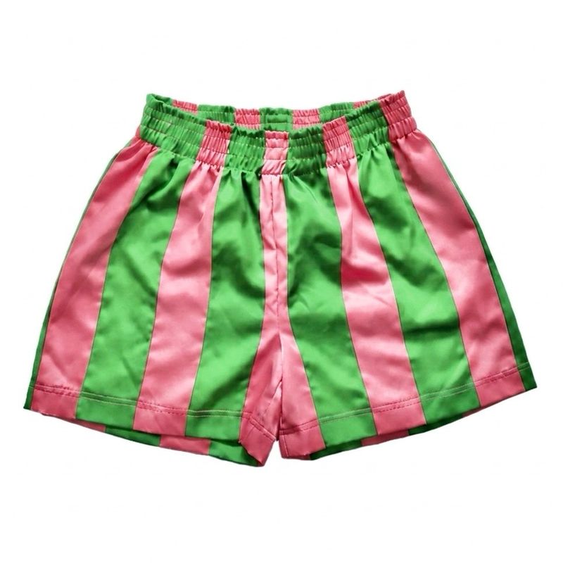 STRIPE RIBBON SHORTS GREEN/PINK