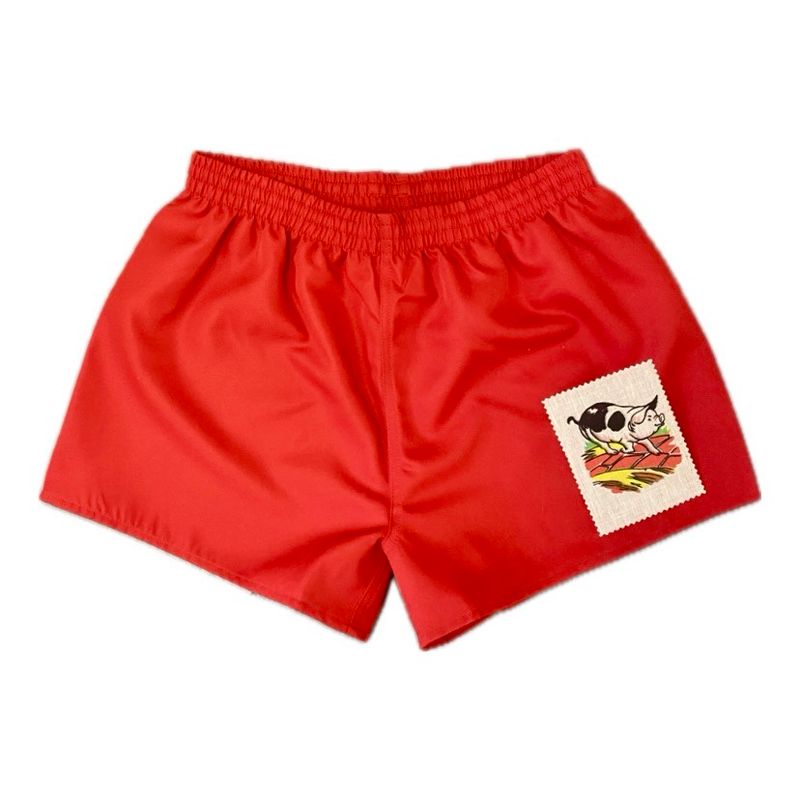 RAG PATCH RUGBY SHORTS RED