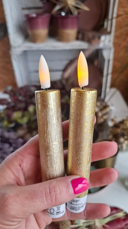 LED Spitzkerzen 2er gold