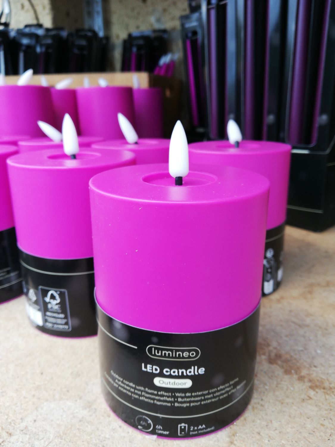 Outdoor LED Kerze S 'fuchsia'