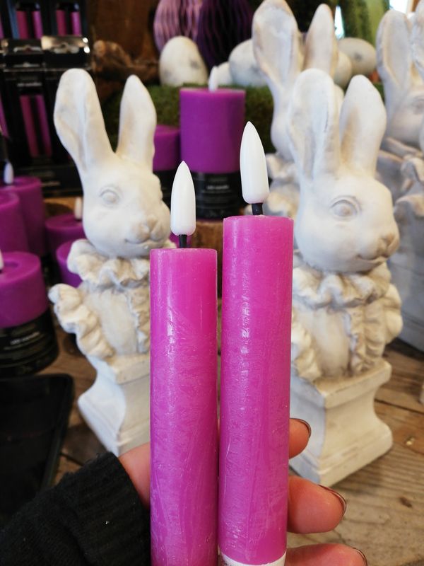 LED Echtwachs Stabkerze 2er s pink 