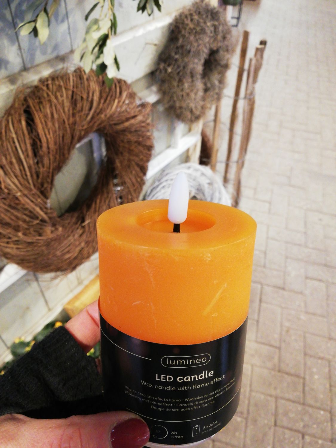 LED Echtwachskerze s 'Mango '