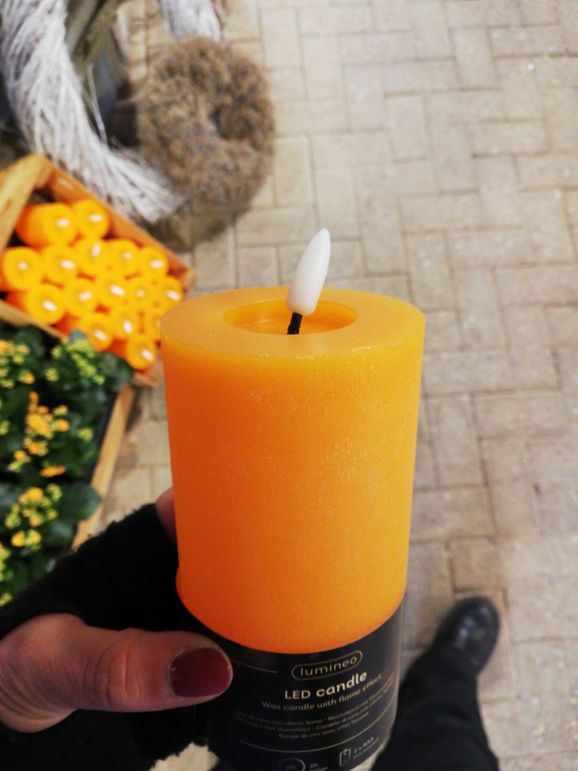 LED Echtwachskerze M 'mango'