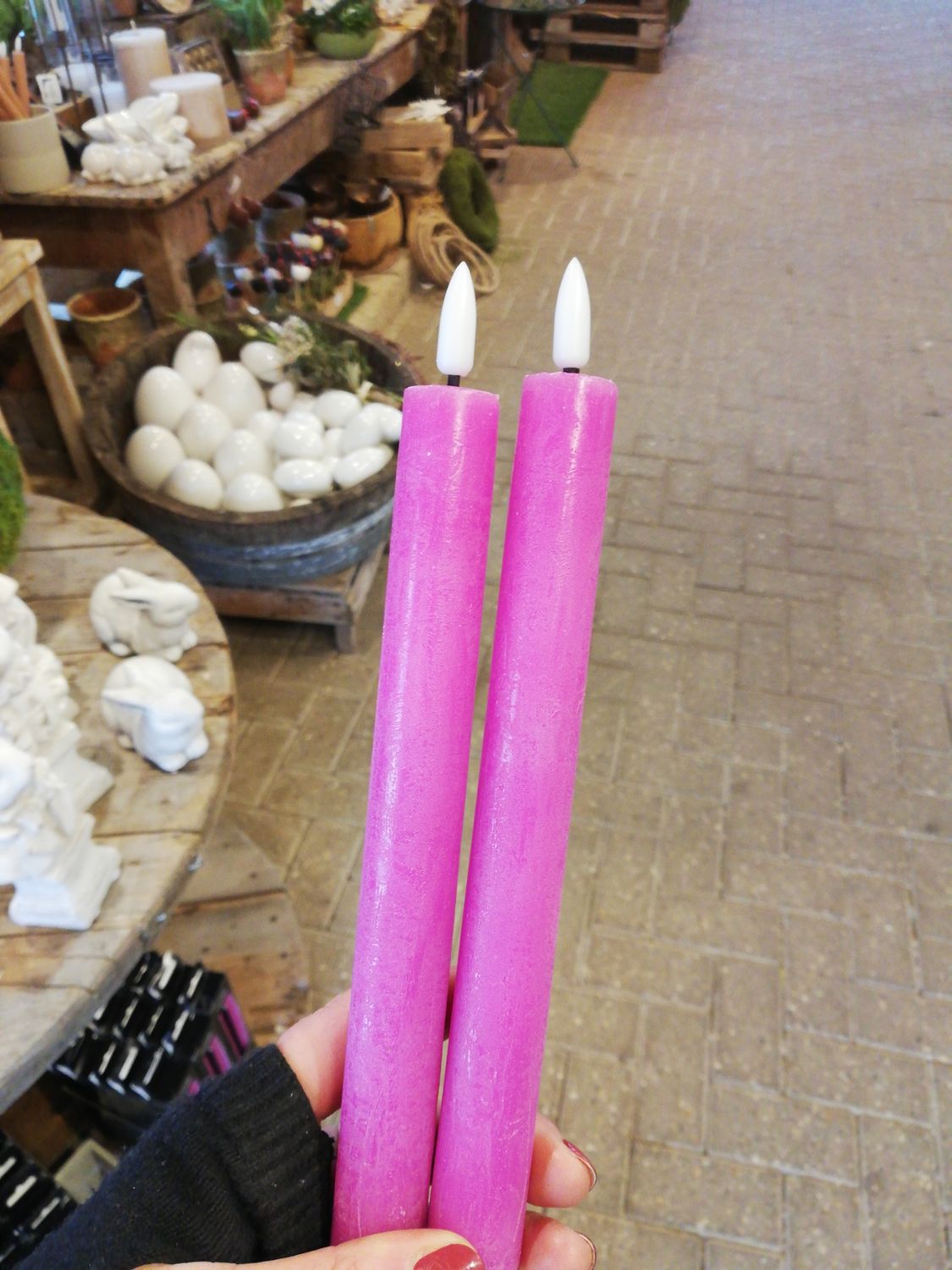 LED Echtwachs Stabkerze 2er M pink