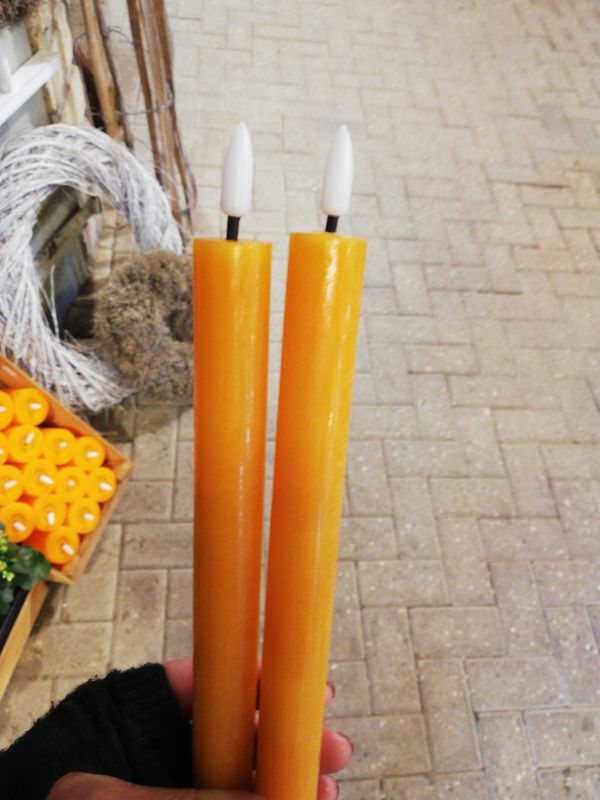 LED Echtwachs Stabkerze 2er M Mango