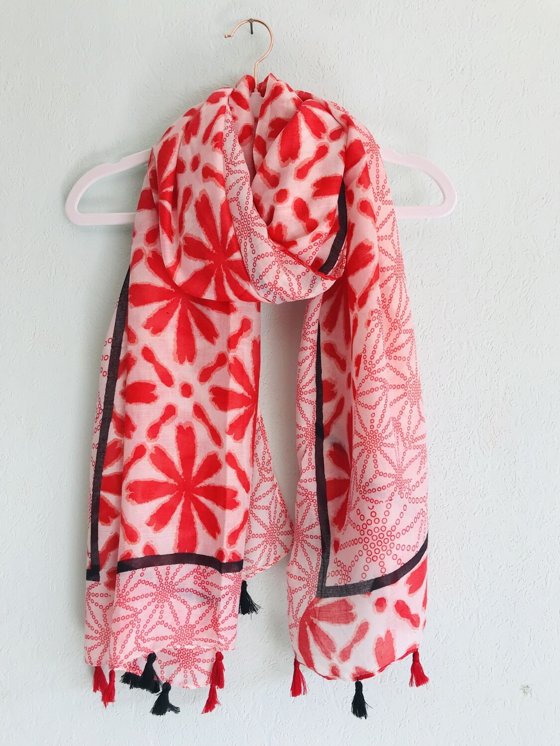 Sommerschal in Rot Batikoptik