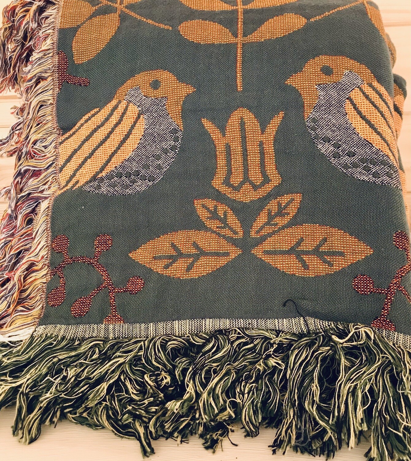 Boho-Style  Tagesdecke Doppelseitig mit Vögeln