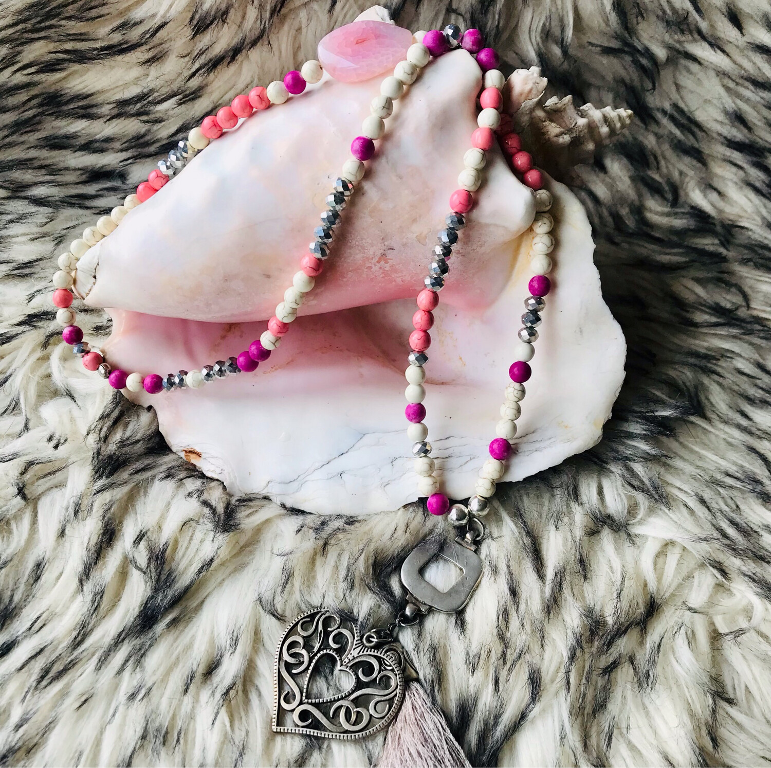 Boho Kette Rosa