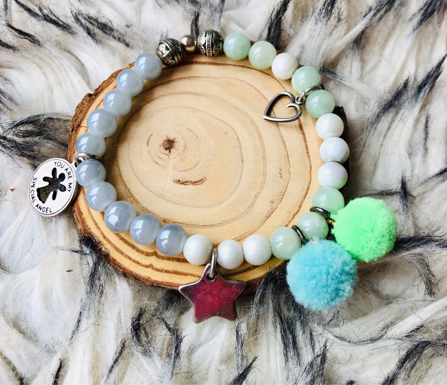 Armband Schutzengel und Jade