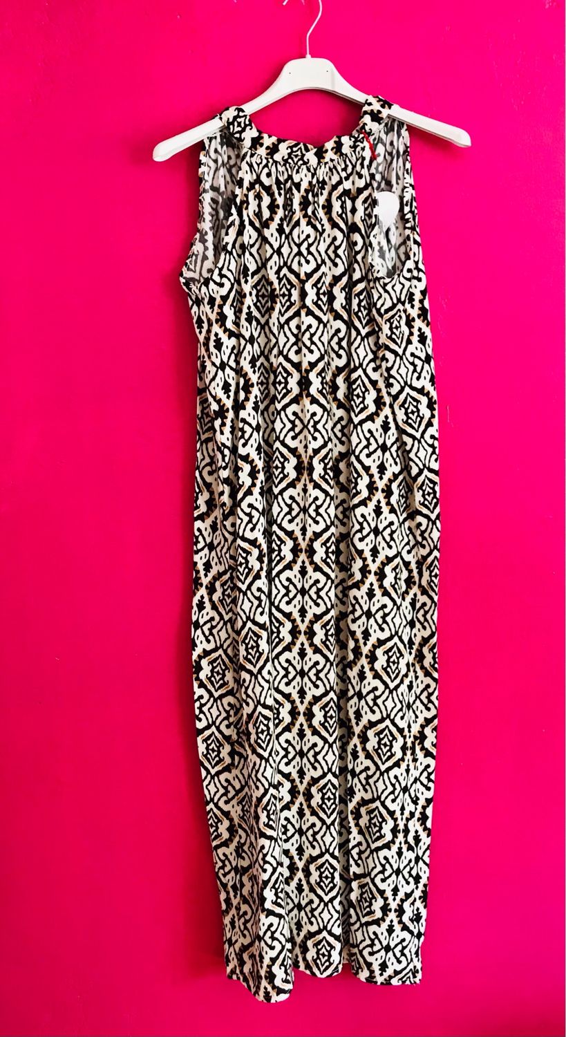 Boho Kleid Maxi schwarz mit Muster