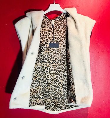 Jacke mit Leoparden Print und Kapuze  Creme
