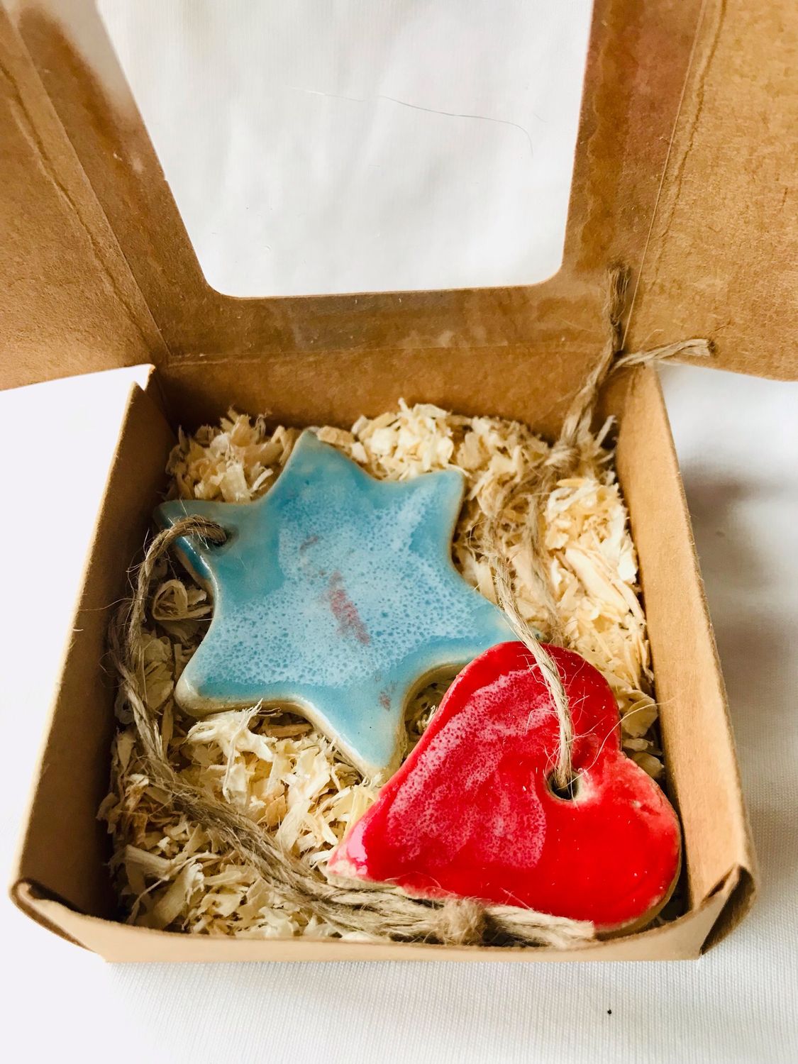 Weihnacht Keramik Sterne und Herz in der Box