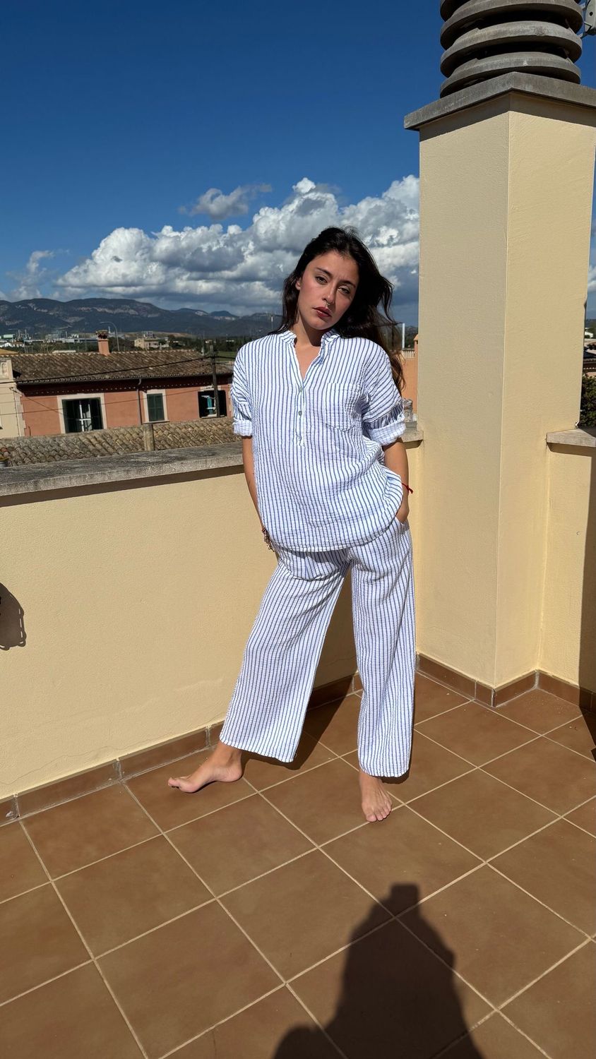 Hosen Set Maritim blau gestreift
