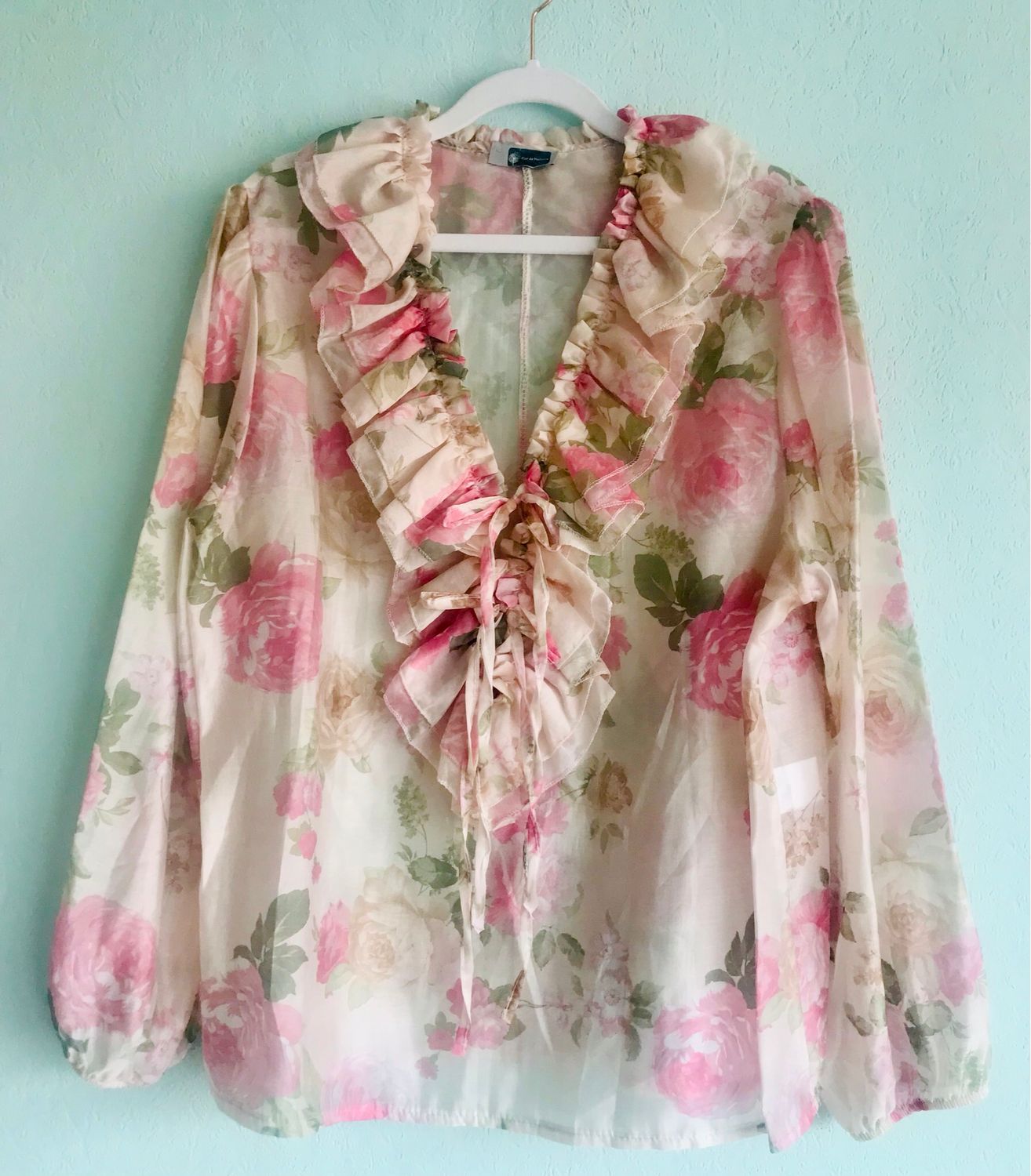 Rüschen Bluse mit Blumen