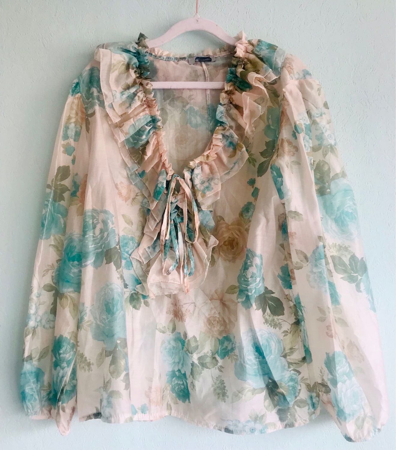Rüschen Bluse Mintfarbe
