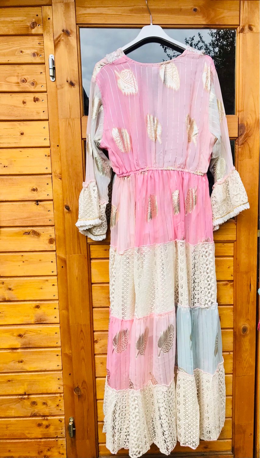 Ibiza Hippie Dress In Rosa/Beige