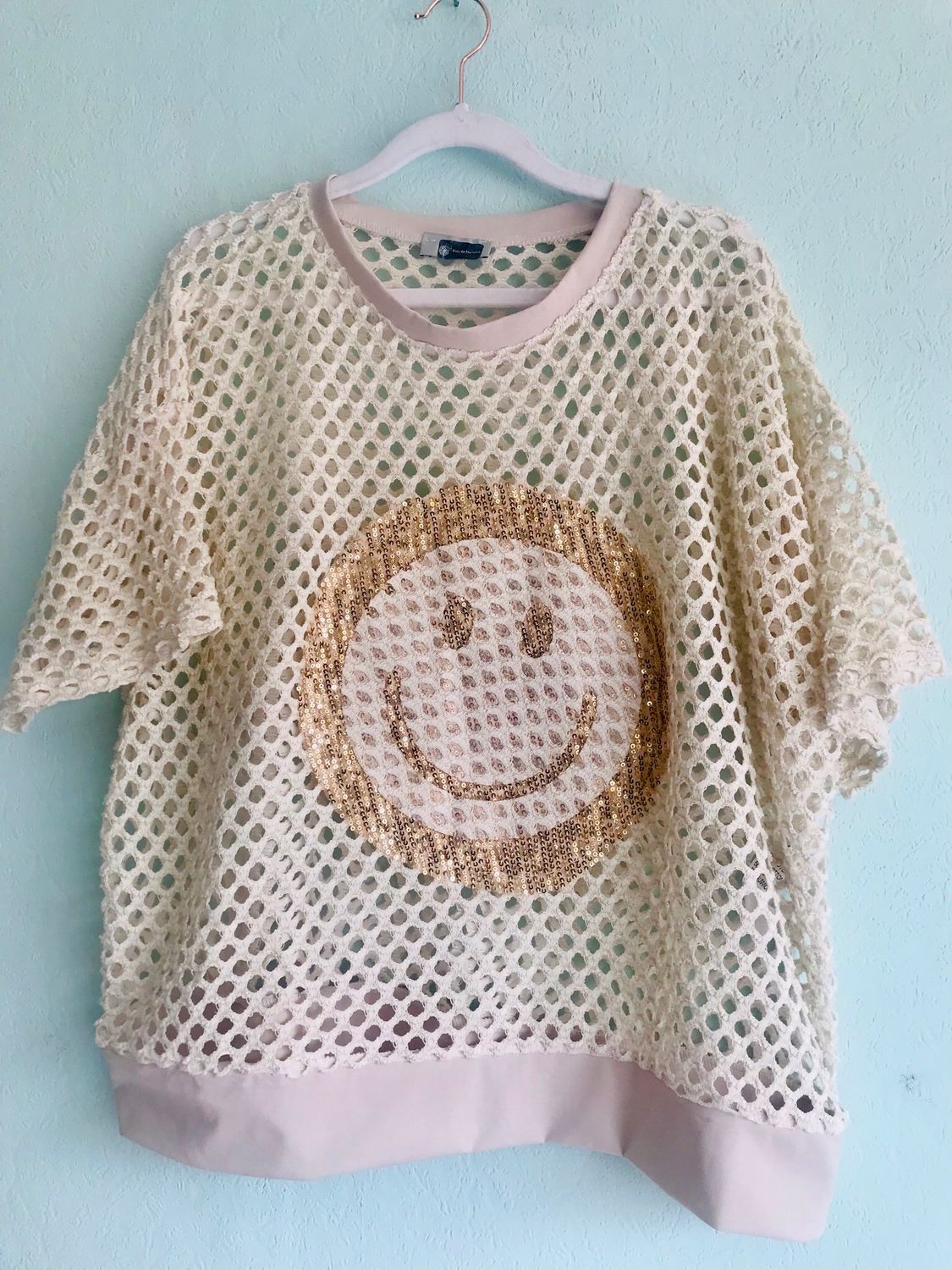 Damen Pullover mit Smiley in Beige