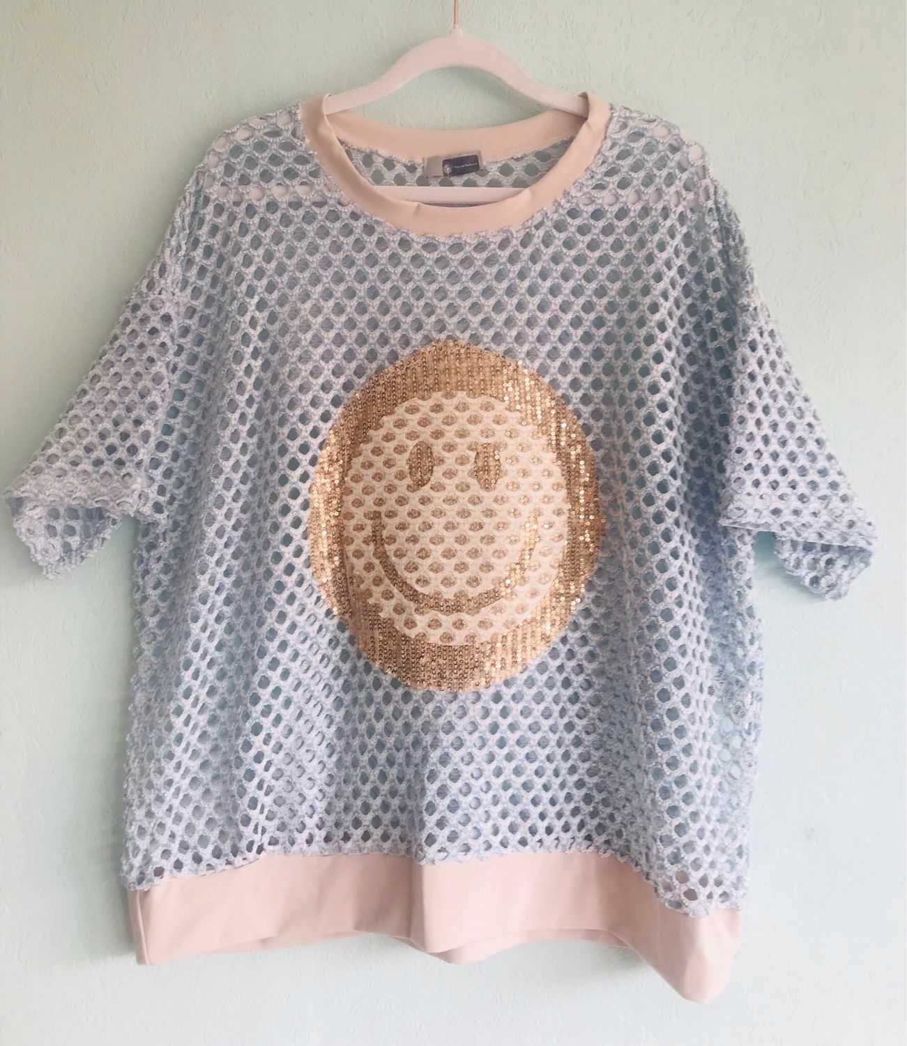 Pullover mit Smiley blau