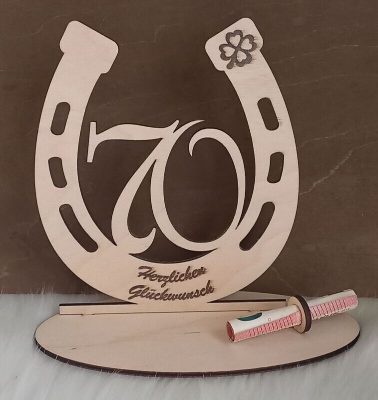 Hufeisen aus Holz, 70. Geburtstag
