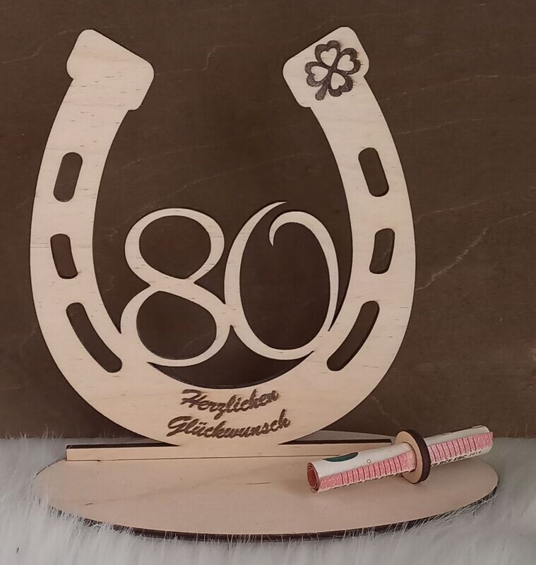 Hufeisen aus Holz, 80. Geburtstag