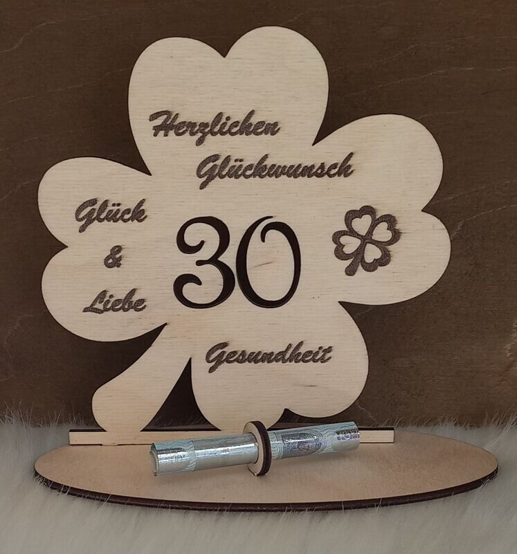 Kleeblatt aus Holz, 30. Geburtstag
