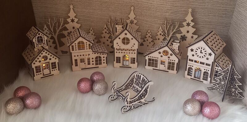 Weihnachtsdorf 5 teilig