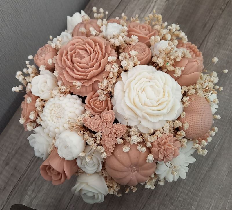 Wachsblumen Korb in Natur und Schokobraun