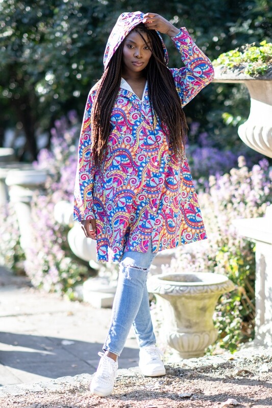 Mastik Colourful Hooded Raincoat with pockets and drawstring waist