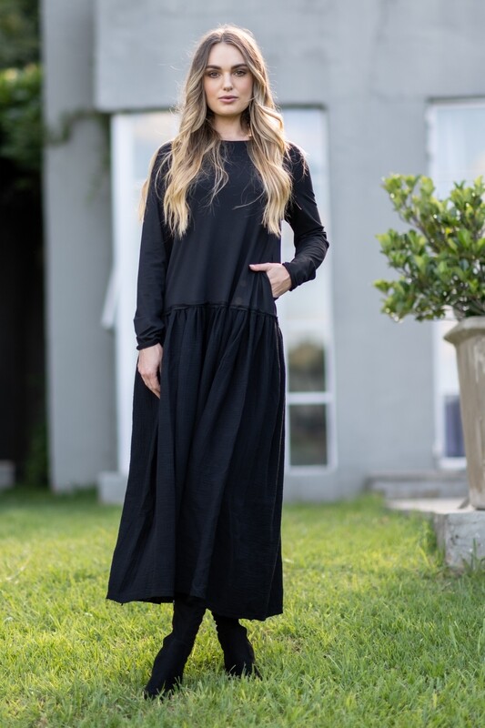 Mastik Black Low Waisted Maxi Dress