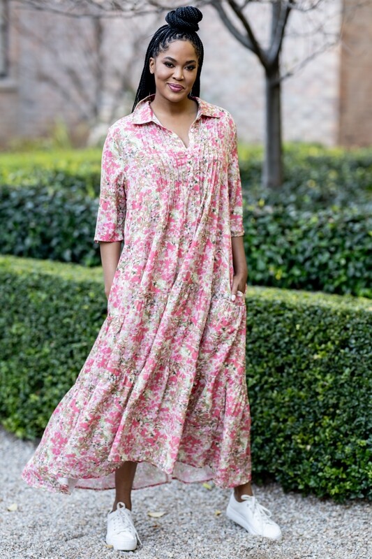 Mastik Shirt Pink floral Print style dress
