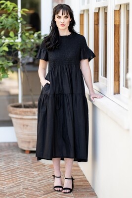 Mastik  Black  dress with frill sleeve detail