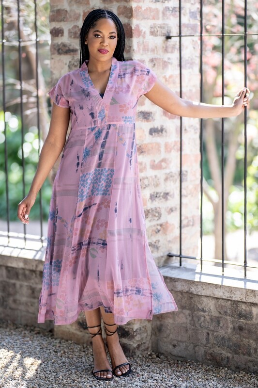 Mastik 2PC  lavender Print style dress with an underdress