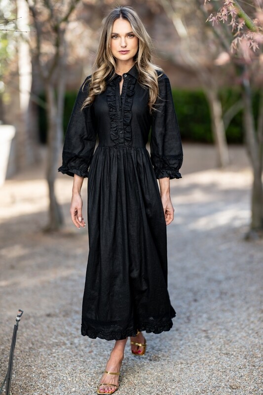 Mastik  frill neck style dress with frill sleeve detail