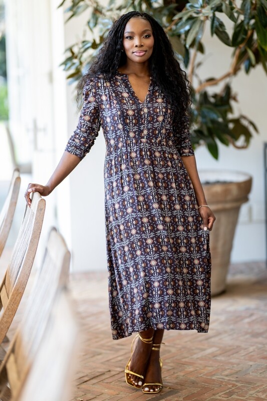 Mastik  Multicolor print style dress with rouged  sleeve detail
