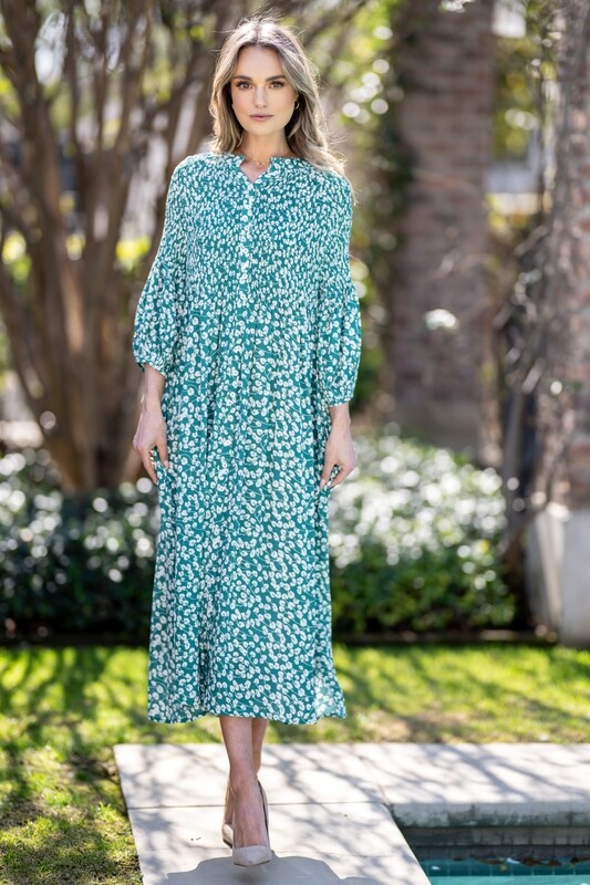 Mastik  green and white print style dress