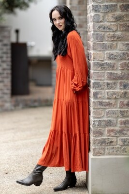 Mastik Burnt orange layered dress