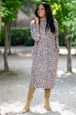 Polo neck leopard dress