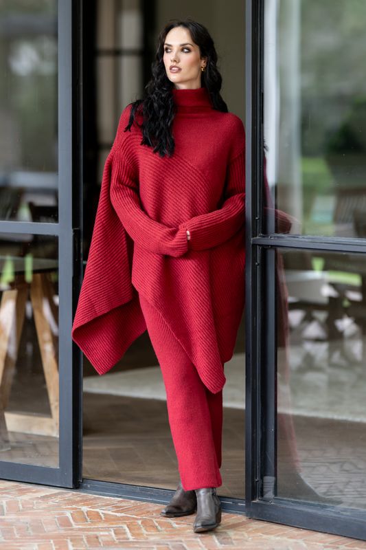 MK-05 wine 2pc pants suit Wine
