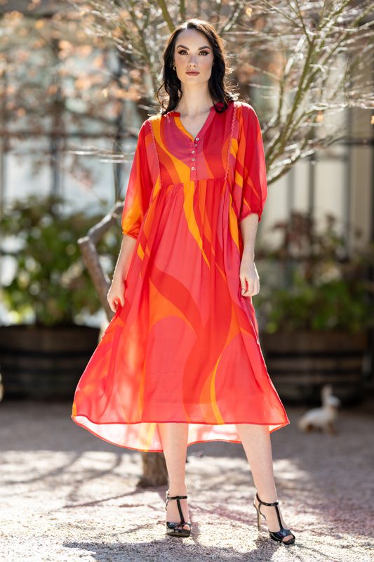 Mastik v neck , buttons . A line dress