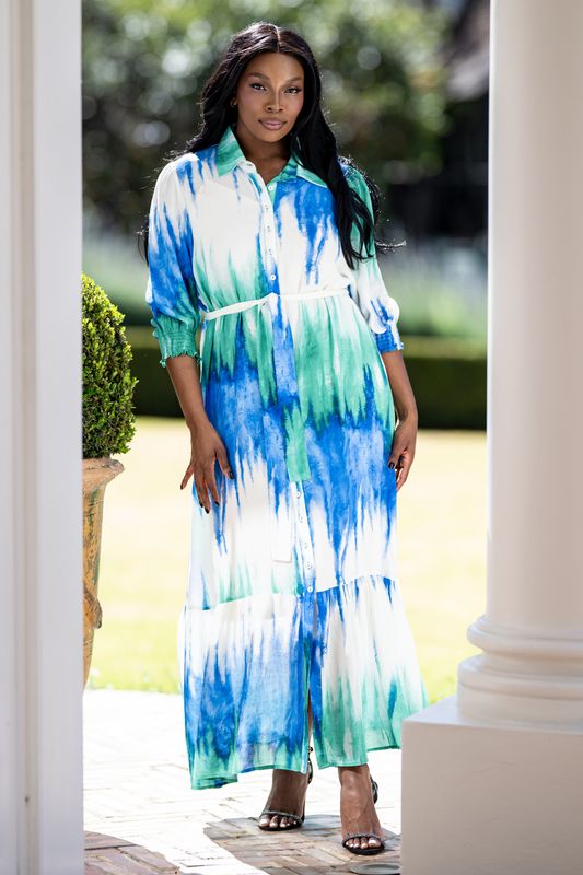 Mastik tie dye  button down dress