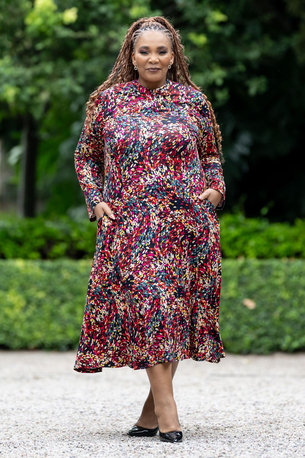 A-line fit and flair mastik dress, zip on the bodice