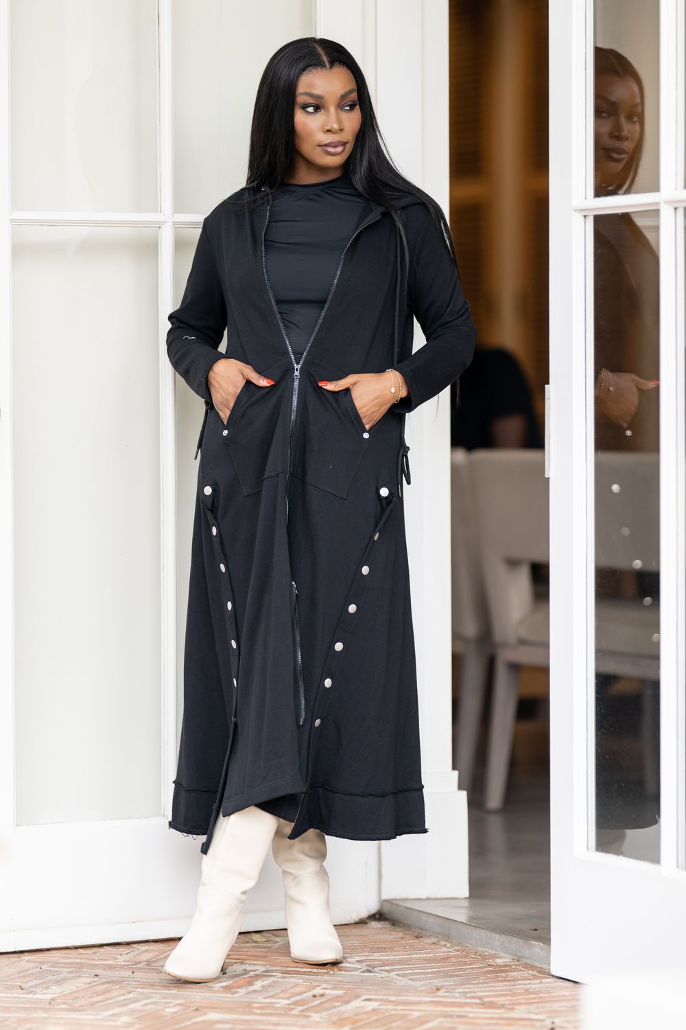 Mastik jacket\dress double zip, hodded with pockets